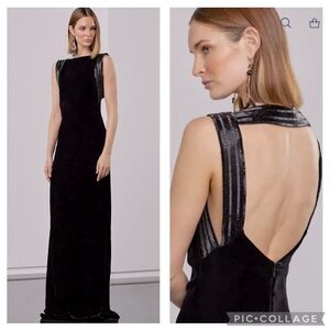 RALPH Lauren Purple Label Kelli Embellished Velvet Evening Column Dress Gown
